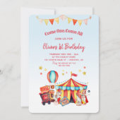 Circus carnaval jongens 1e verjaardag kaart (Voorkant)