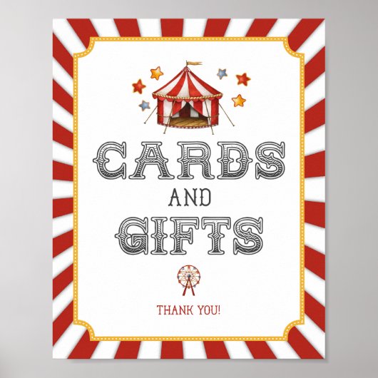 Circus carnaval kaarten en geschenken feest teken poster (Voorkant)