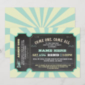 Circus Carnaval Mint Lemon Baby shower Uitnodiging (Voorkant / Achterkant)