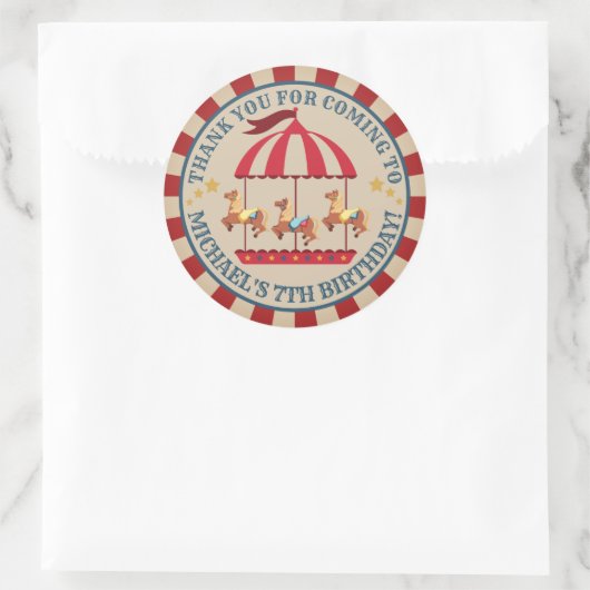  Circus carnaval orthday Rondlabel Ronde Sticker (Tas)