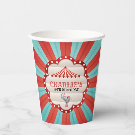 Circus Carnaval Rood & Blauw Papieren Bekers (Voorkant)