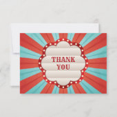 Circus Carnaval Rood Blauw Wit Verjaardag Bedankkaart (Voorkant)