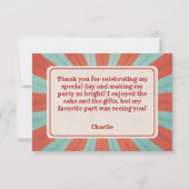 Circus Carnaval Rood Blauw Wit Verjaardag Bedankkaart (Achterkant)