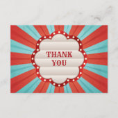 Circus Carnaval Rood Blauw Wit Verjaardag Bedankkaart (Voorkant)