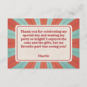 Circus Carnaval Rood Blauw Wit Verjaardag Bedankkaart (Achterkant)