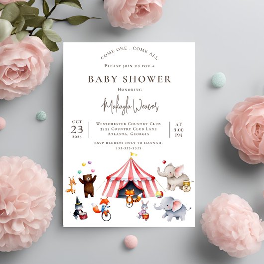  Circus Carnaval schattig Dier Baby shower Kaart
