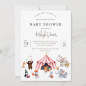  Circus Carnaval schattig Dier Baby shower Kaart (Voorkant)