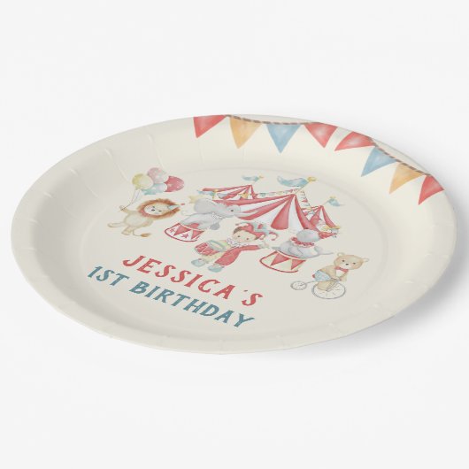 Circus Carnaval Show Verjaardagsfeest Papieren Bordje (Gekanteld)