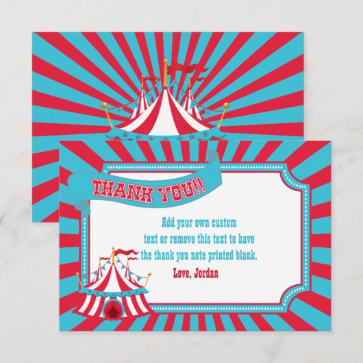  Circus, carnaval Tent Dank u wel kaarten (Voorkant / Achterkant)