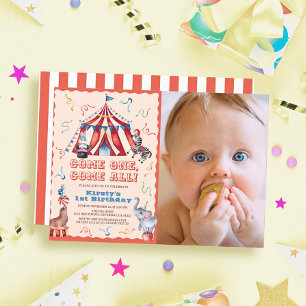 Circus Carnaval Tent Dieren 1e Verjaardag Foto Kaart