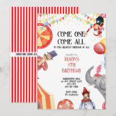 Circus/carnaval thema Kinder feestuitnodigingen Kaart (Voorkant / Achterkant)