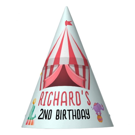 Circus Carnaval thema Kind's Verjaardagsfeest Feesthoedjes (Voorkant)