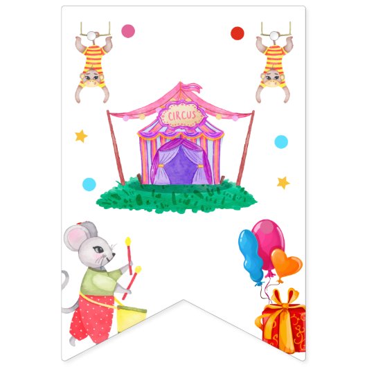 Circus Carnaval thema Kleurrijk Verjaardagsfeest Vlaggetjes (Eerste vlag)