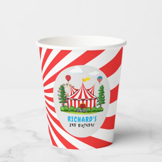 Circus Carnaval thema Verjaardagsfeest Papieren Bekers (Achterkant)