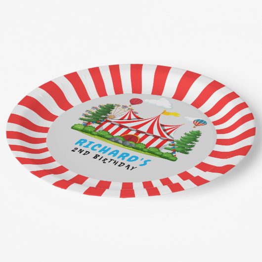 Circus Carnaval thema Verjaardagsfeest Papieren Bordje (Gekanteld)