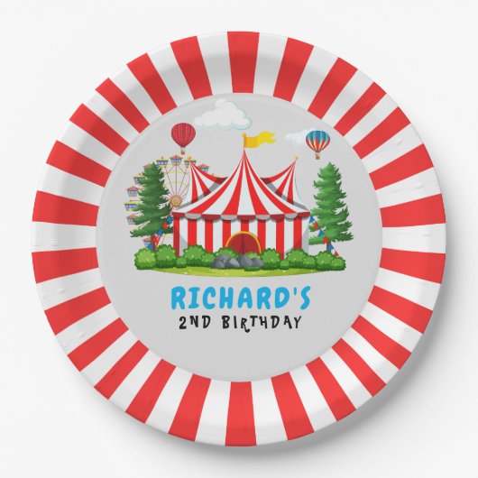 Circus Carnaval thema Verjaardagsfeest Papieren Bordje (Voorkant)