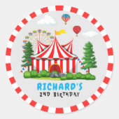 Circus Carnaval thema Verjaardagsfeest Ronde Sticker (Voorkant)