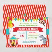 Circus Carnaval Ticket Verjaardagsfeest Uitnodigin Kaart (Voorkant / Achterkant)