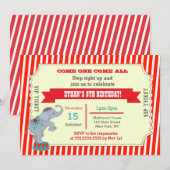 Circus Carnaval Ticket Verjaardagsfeest Uitnodigin Kaart (Voorkant / Achterkant)