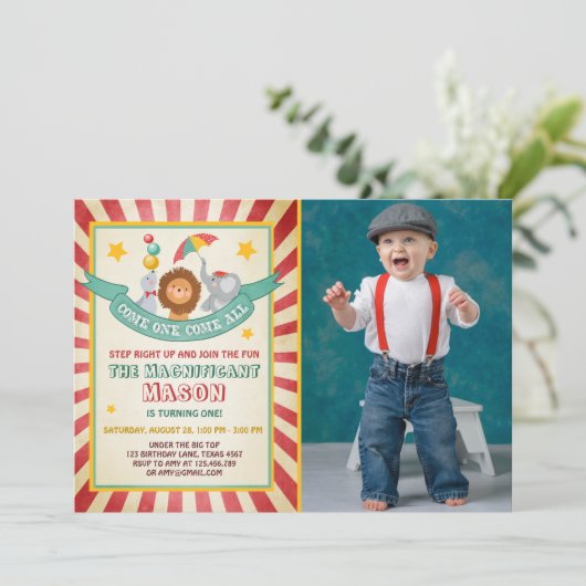  Circus carnaval uitnodiging (Staand voorkant)