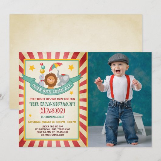 Circus carnaval uitnodiging (Voorkant / Achterkant)