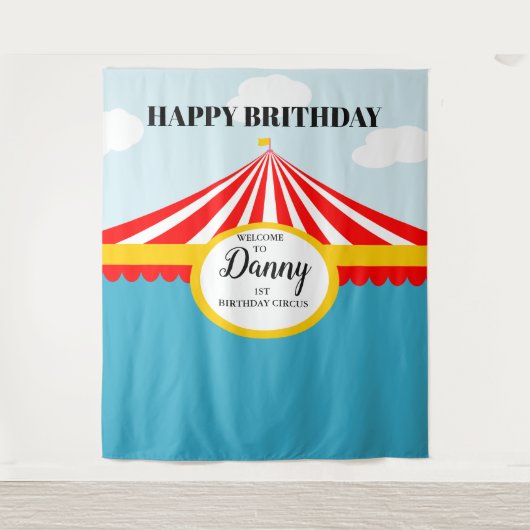 CIRCUS-carnaval VERJAARDAG BACKDROP Wandkleed (Voorkant)