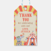 Circus carnaval verjaardag dank u cadeaulabel (Voorkant)