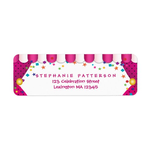 Circus carnaval verjaardag retour adres labels (Voorkant)