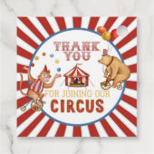 Circus carnaval verjaardags- of baby shower gunst bedankjes labels (Achterkant)