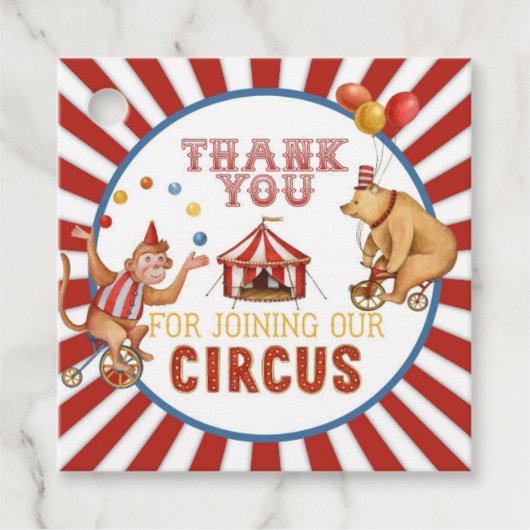 Circus carnaval verjaardags- of baby shower gunst  bedankjes labels (Voorkant)