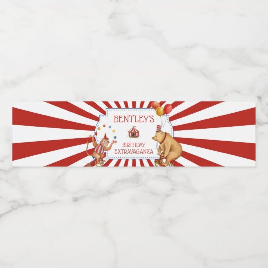 Circus Carnaval Verjaardagsfeest Decor Waterfles Etiket (Enkel label)