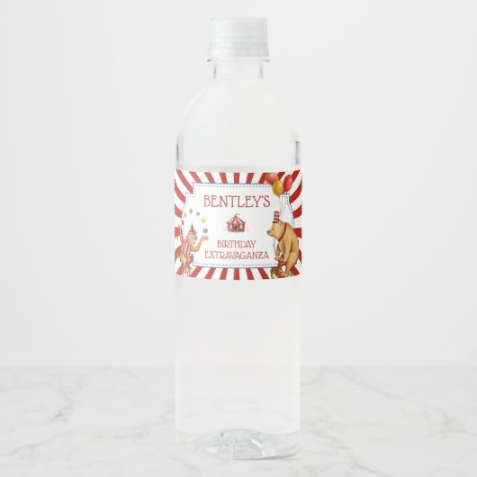 Circus Carnaval Verjaardagsfeest Decor Waterfles Etiket (Voorkant)