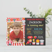 Circus Carnaval Verjaardagsfeest Fotouitnodiging Kaart (Staand voorkant)