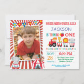 Circus Carnaval Verjaardagsfeest Fotouitnodiging Kaart (Voorkant)