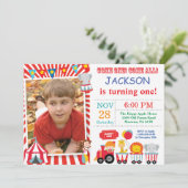 Circus Carnaval Verjaardagsfeest Fotouitnodiging Kaart (Staand voorkant)