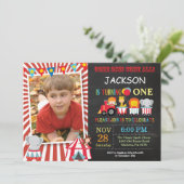 Circus Carnaval Verjaardagsfeest Fotouitnodiging Kaart (Staand voorkant)