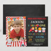 Circus Carnaval Verjaardagsfeest Fotouitnodiging Kaart (Voorkant / Achterkant)