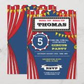 Circus Carnaval Verjaardagsfeest Fun Tent Uitnodig Kaart (Voorkant / Achterkant)