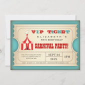  Circus Carnaval Verjaardagsfeest Ticket Kaart (Voorkant)