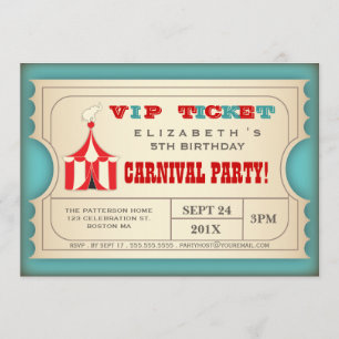 Circus Carnaval Verjaardagsfeest Ticket Kaart