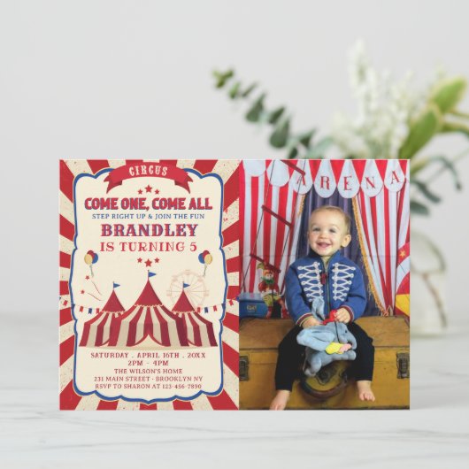  Circus Carnaval Verjaardagsfoto Kaart (Staand voorkant)