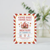 Circus Carnaval Verjaardagsuitnodiging Briefkaart (Staand voorkant)