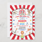 Circus carnaval verjaardagsuitnodiging circus part kaart (Voorkant)