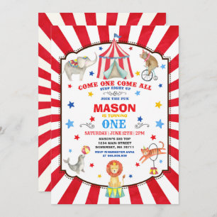 Circus carnaval verjaardagsuitnodiging circus part kaart