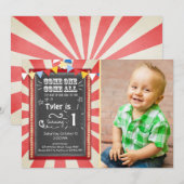 Circus carnaval verjaardagsuitnodiging Grote top C Kaart (Voorkant / Achterkant)