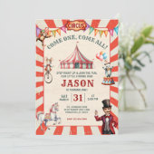  Circus Carnaval Verjaardagsuitnodiging Kaart (Staand voorkant)
