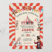  Circus Carnaval Verjaardagsuitnodiging Kaart (Voorkant / Achterkant)