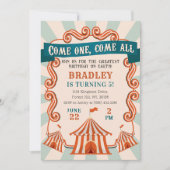 Circus Carnaval Verjaardagsuitnodiging Kaart (Voorkant)