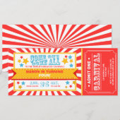 Circus carnaval verjaardagsuitnodiging ticket Jong Kaart (Voorkant / Achterkant)