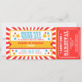 Circus carnaval verjaardagsuitnodiging ticket Jong Kaart (Voorkant)